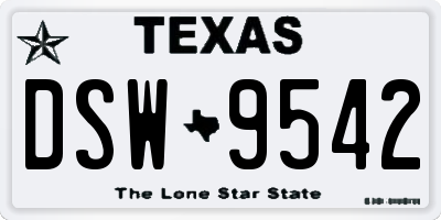 TX license plate DSW9542
