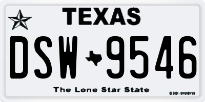 TX license plate DSW9546
