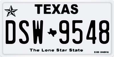 TX license plate DSW9548