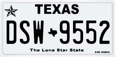 TX license plate DSW9552