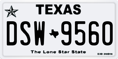 TX license plate DSW9560