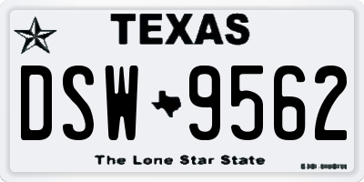 TX license plate DSW9562