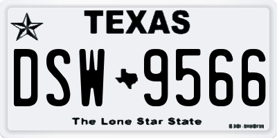 TX license plate DSW9566