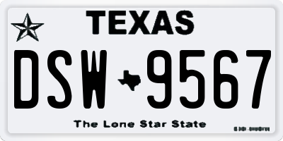 TX license plate DSW9567