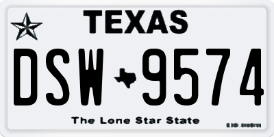 TX license plate DSW9574