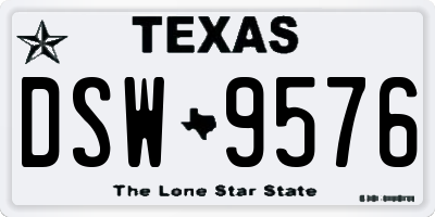 TX license plate DSW9576