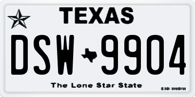 TX license plate DSW9904
