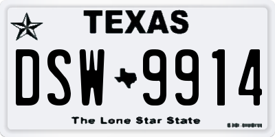 TX license plate DSW9914