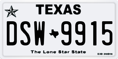TX license plate DSW9915