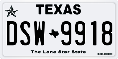 TX license plate DSW9918