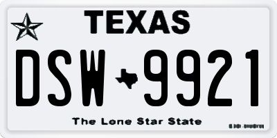 TX license plate DSW9921