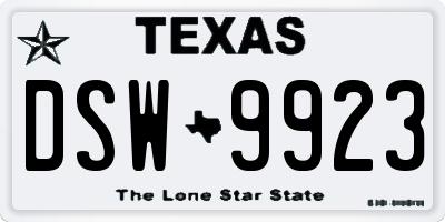 TX license plate DSW9923