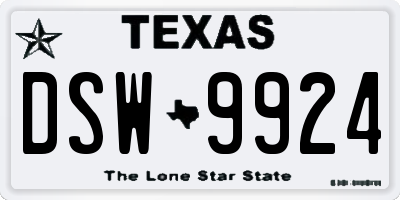 TX license plate DSW9924