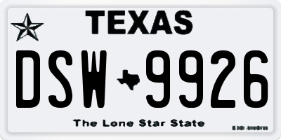 TX license plate DSW9926
