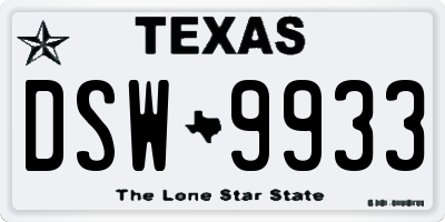 TX license plate DSW9933