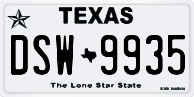 TX license plate DSW9935
