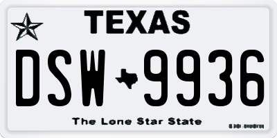 TX license plate DSW9936