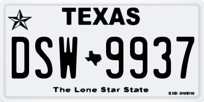 TX license plate DSW9937