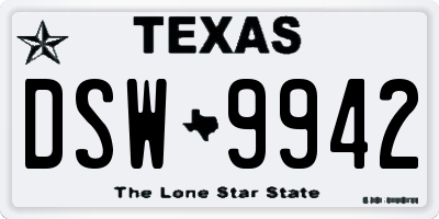TX license plate DSW9942