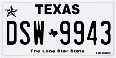 TX license plate DSW9943