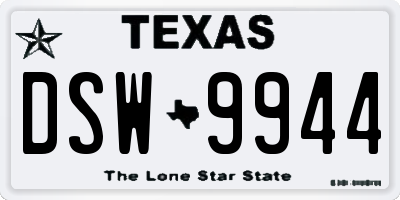 TX license plate DSW9944