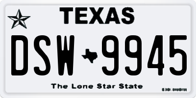 TX license plate DSW9945