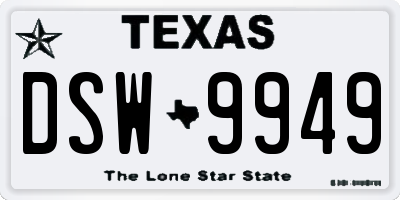 TX license plate DSW9949