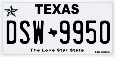 TX license plate DSW9950