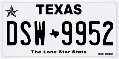 TX license plate DSW9952