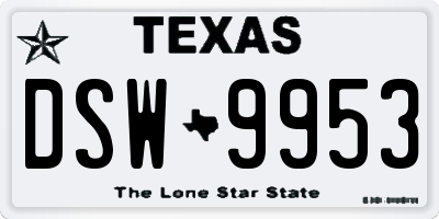 TX license plate DSW9953