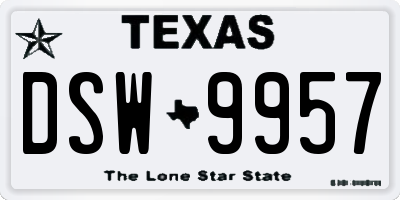 TX license plate DSW9957