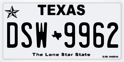 TX license plate DSW9962