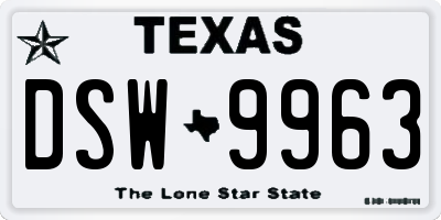 TX license plate DSW9963
