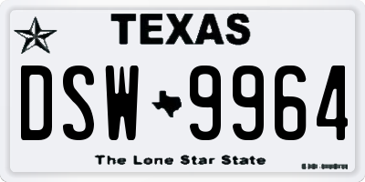 TX license plate DSW9964