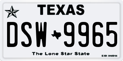 TX license plate DSW9965