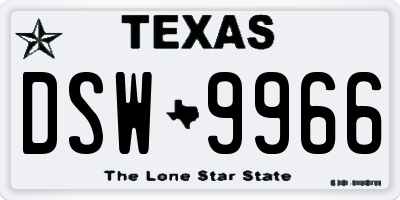TX license plate DSW9966