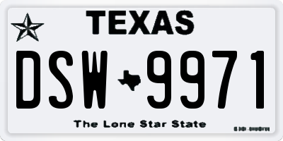 TX license plate DSW9971