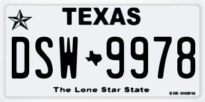 TX license plate DSW9978