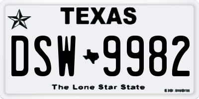 TX license plate DSW9982