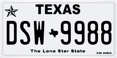 TX license plate DSW9988