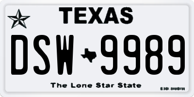 TX license plate DSW9989