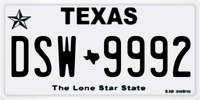 TX license plate DSW9992