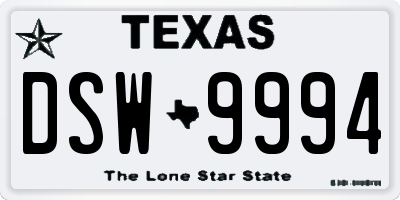 TX license plate DSW9994
