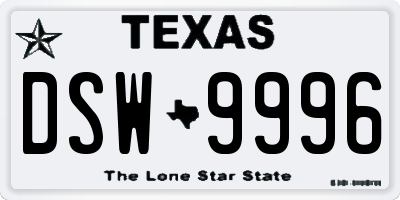 TX license plate DSW9996