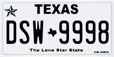 TX license plate DSW9998