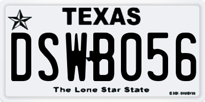 TX license plate DSWB056