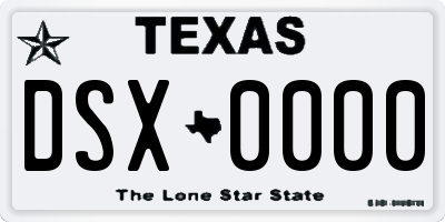 TX license plate DSX0000