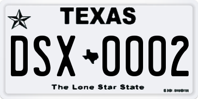 TX license plate DSX0002