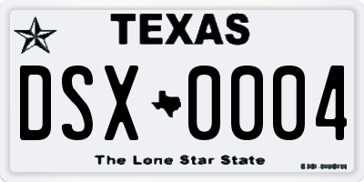 TX license plate DSX0004