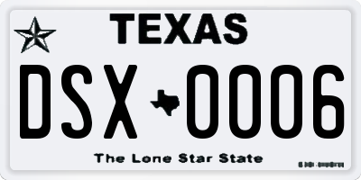 TX license plate DSX0006